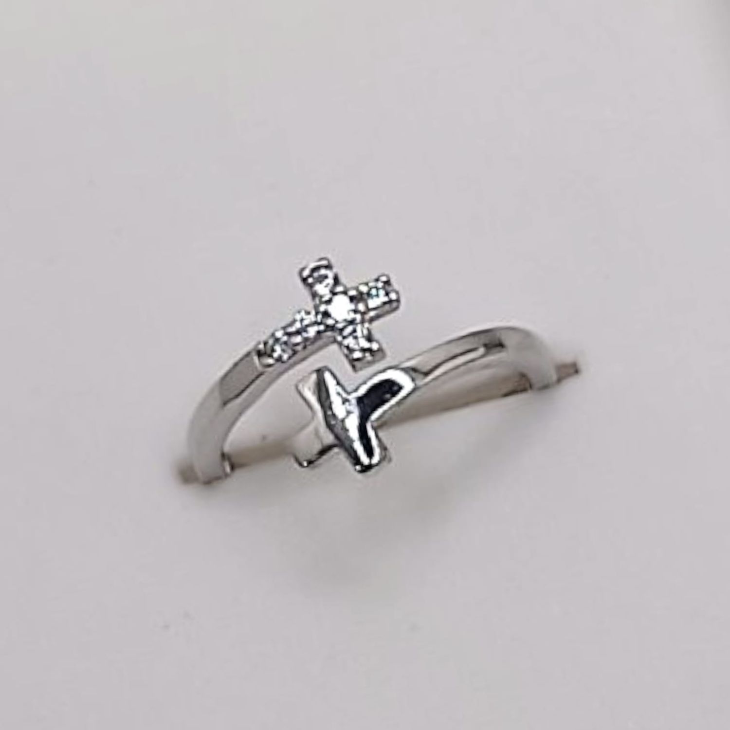 ANILLO NIÑA CRUCES CON MINI CZ PLATA .925