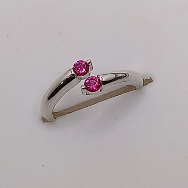 ANILLO NIÑA AJUSTABLE CZ ROJA PLATA .925
