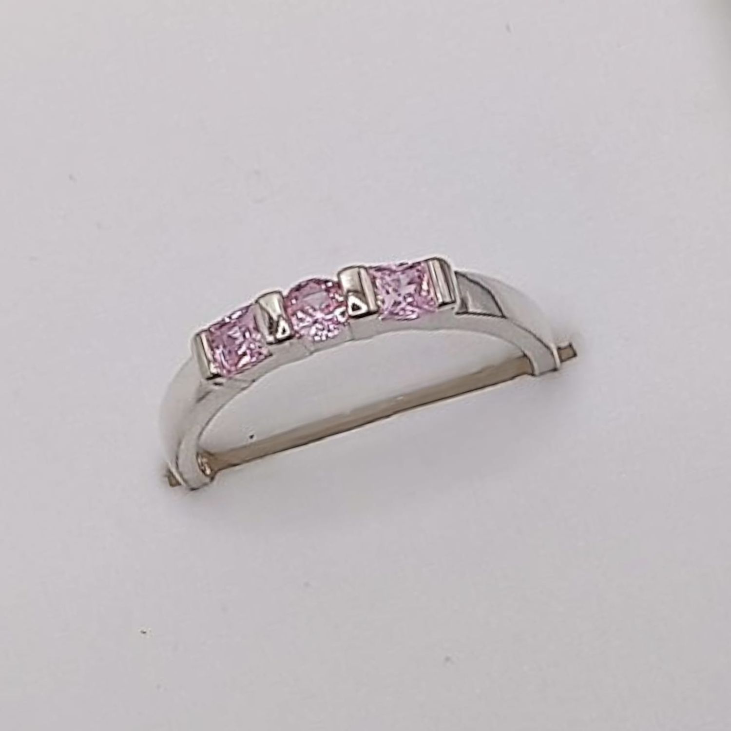 ANILLO NIÑA CZ ROSA , PLATA .925
