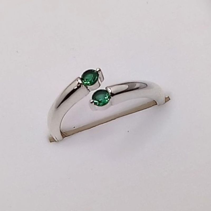 ANILLO NIÑA AJUSTABLE  CZ VERDE PLATA .925