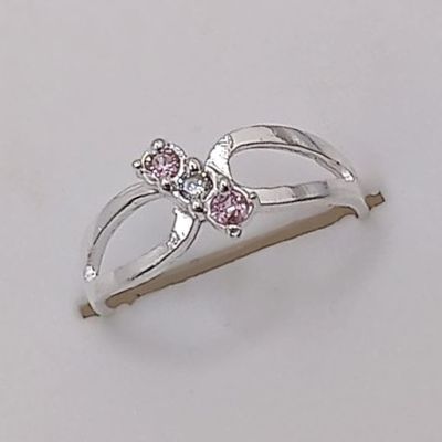 ANILLO NIÑA CZ ROSA Y BCA PLATA .925