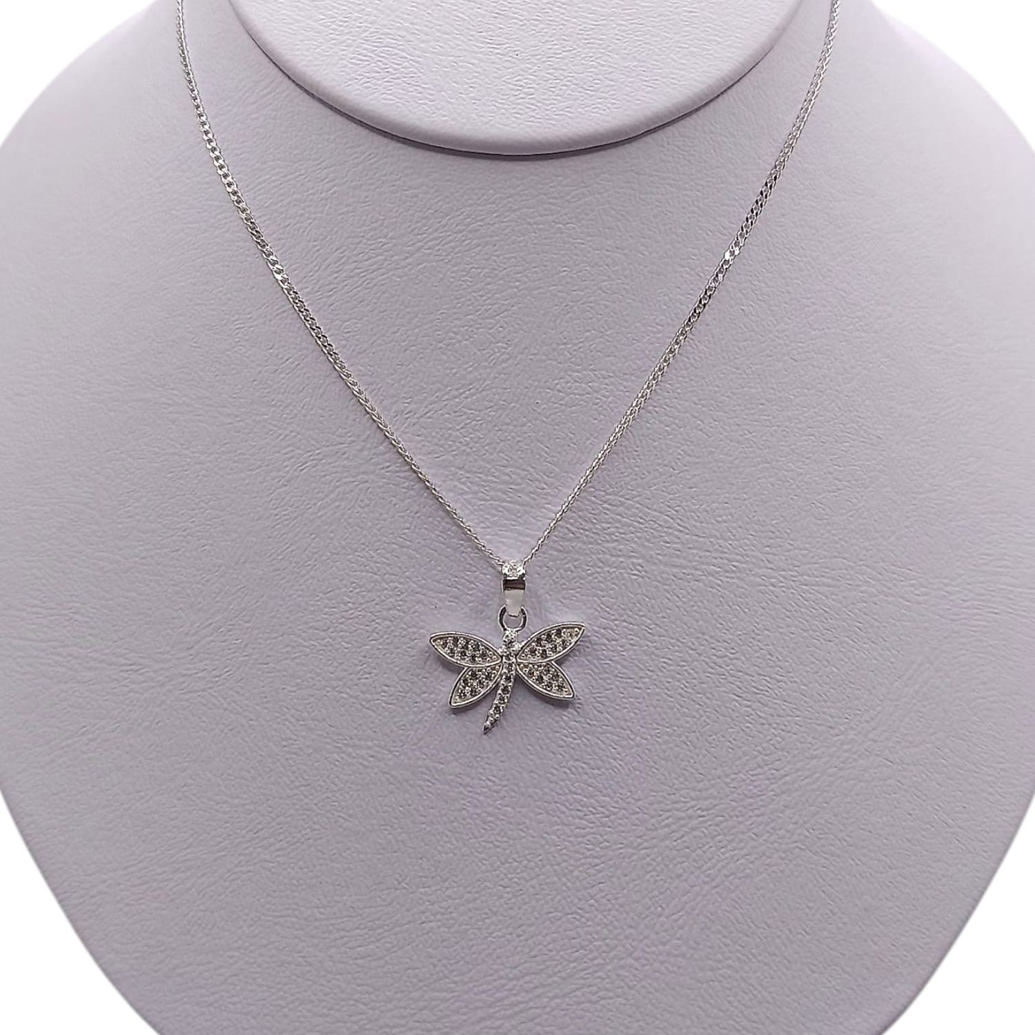 GARAGANTILL 18&quot; LIBELULA CON CZ, PLATA .925
