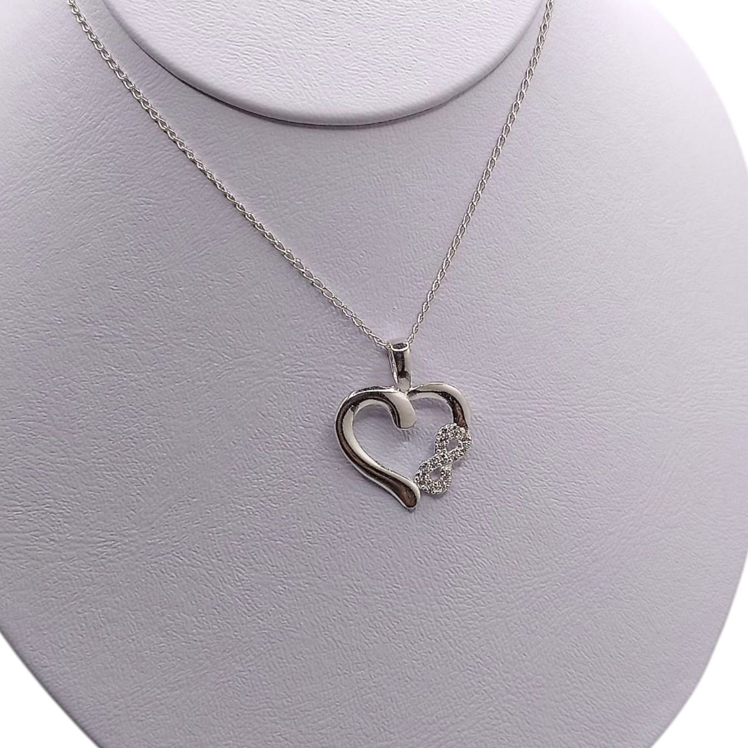 GARGANTILLA 18&quot; CORAZON CON INFINITO, PLATA .925