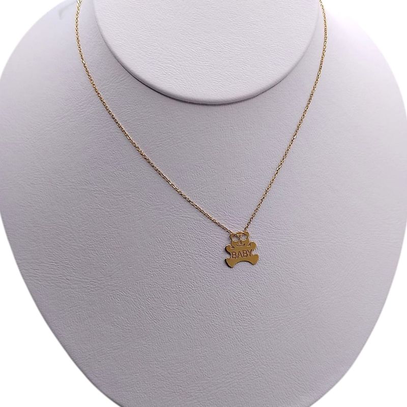 COLLAR BABY OSITO 18&quot; CHAPA Y PLATA .925