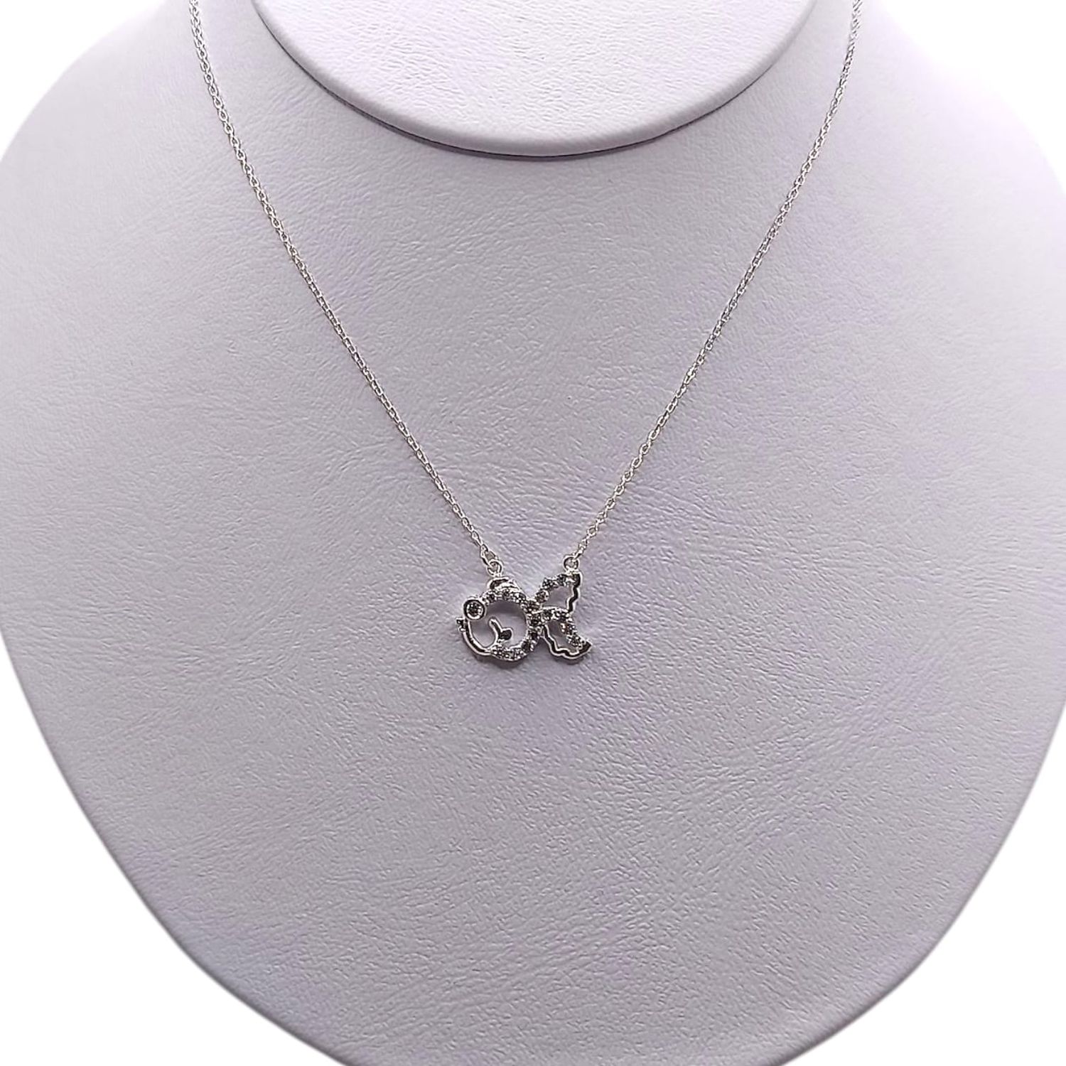 COLLARA PEZ CON MINI CZ . 18&quot; PLATA .925