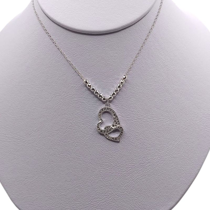 GARGANTILLA CORAZONES 18&quot; AJUSTABLE PLATA .925