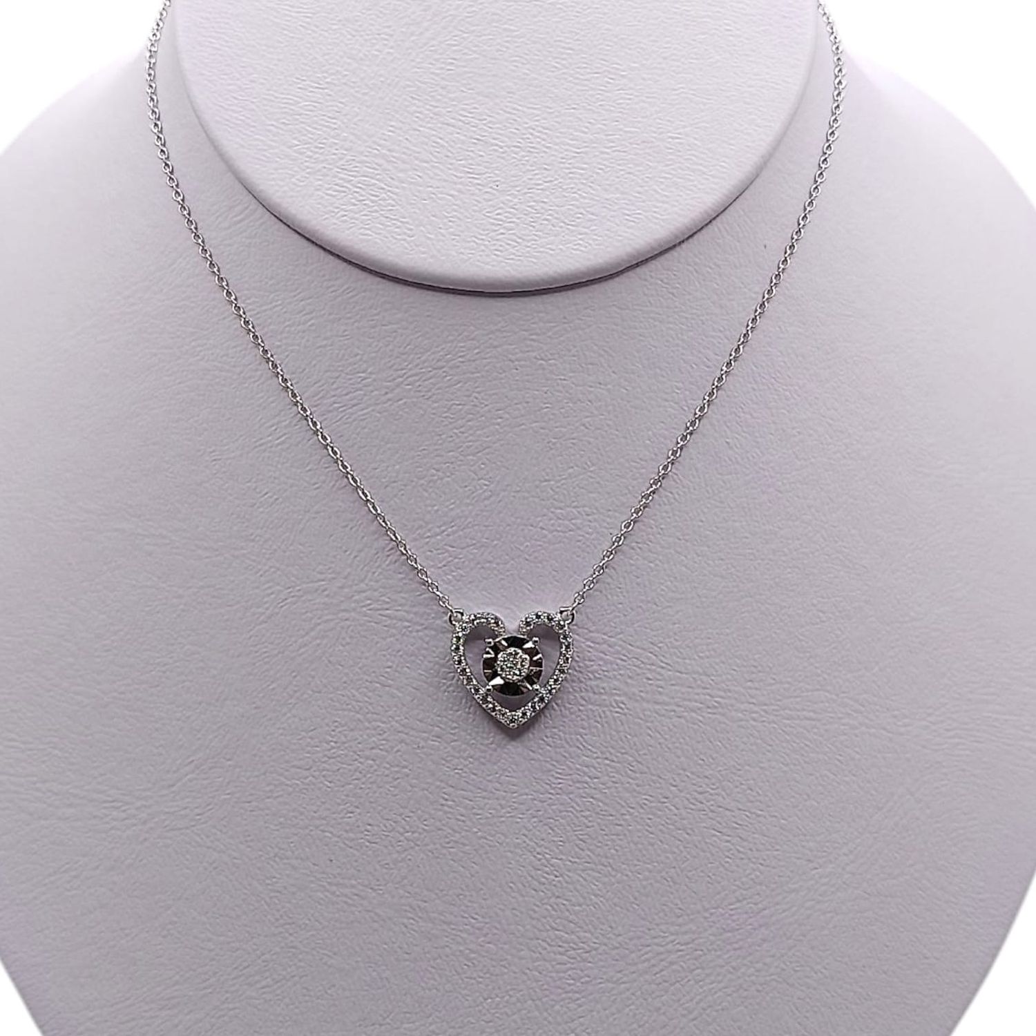 GARGANTILLA CORAZON CON CZ 16&quot; AJUSTABLE PLATA .925