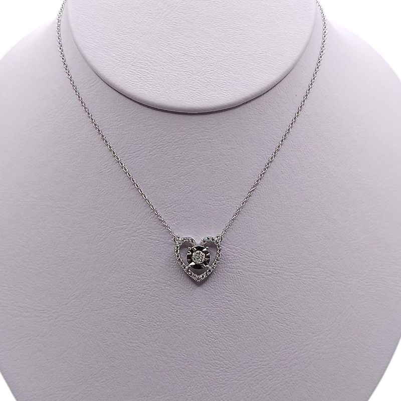 GARGANTILLA CORAZON CON CZ 16&quot; AJUSTABLE PLATA .925
