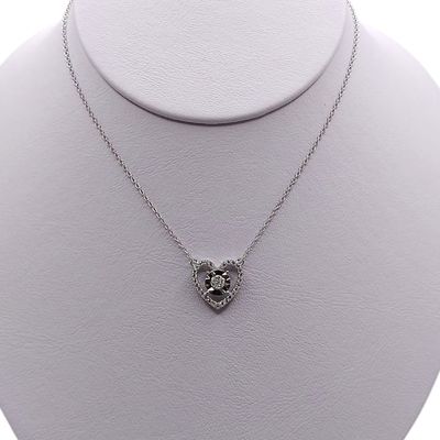 GARGANTILLA CORAZON CON CZ 16" AJUSTABLE PLATA .925