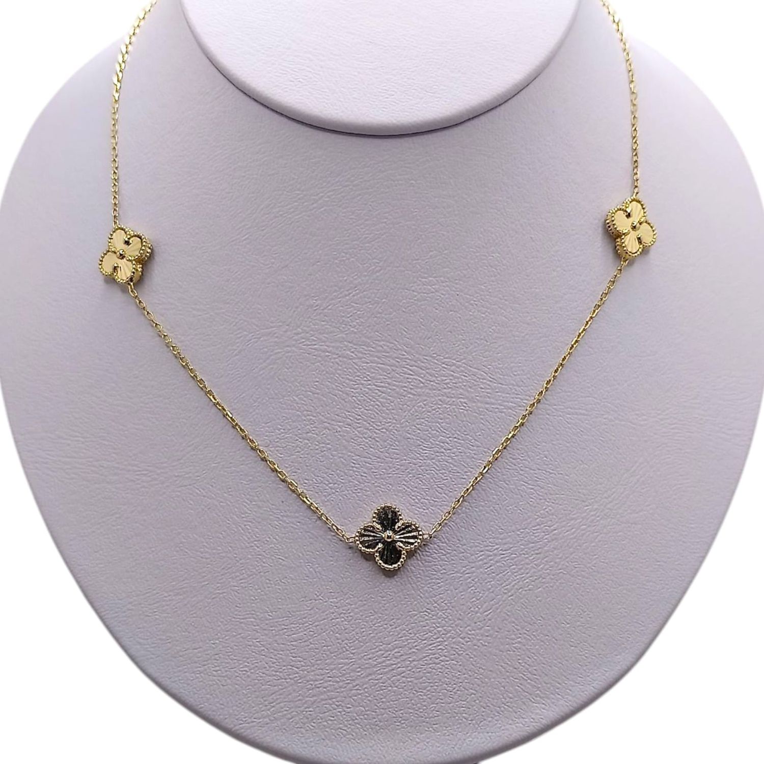 COLLAR TREBOL 24&quot; CHAPA Y PLATA .925
