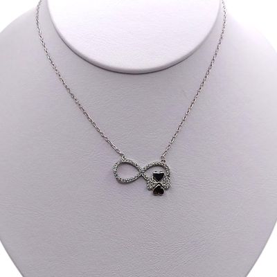 GARGANTILLA INFINITO CON CORAZONES 16" AJUSTABLE  PLATA .925