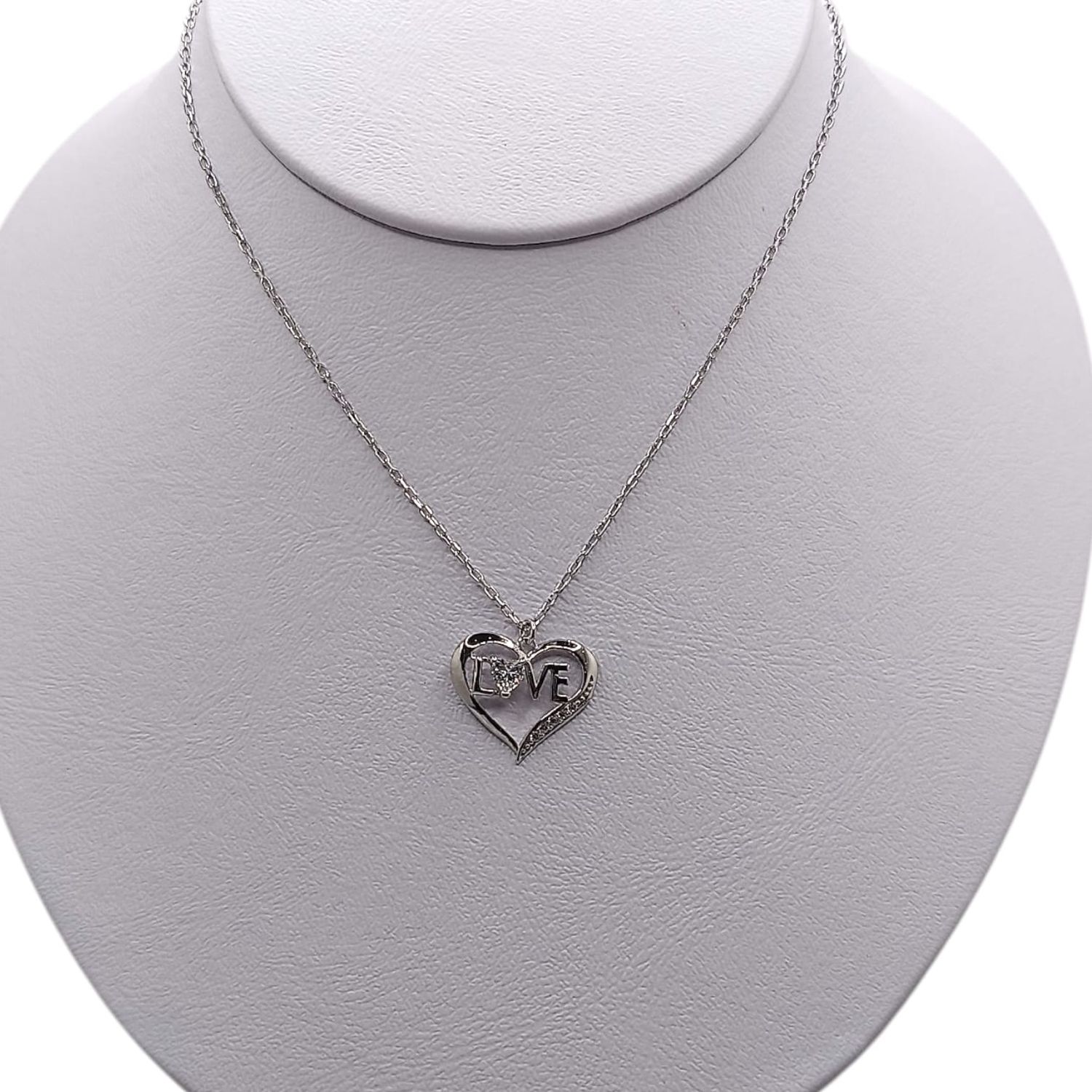 GARGANTILLA CORAZON LOVE 16&quot; AJUSTABLE PLATA .925