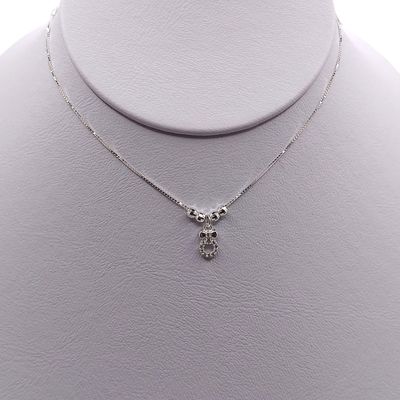 GARGANTILLA  CIRCULO Y MOÑO MICROPAVE 18&quot; PLATA .925