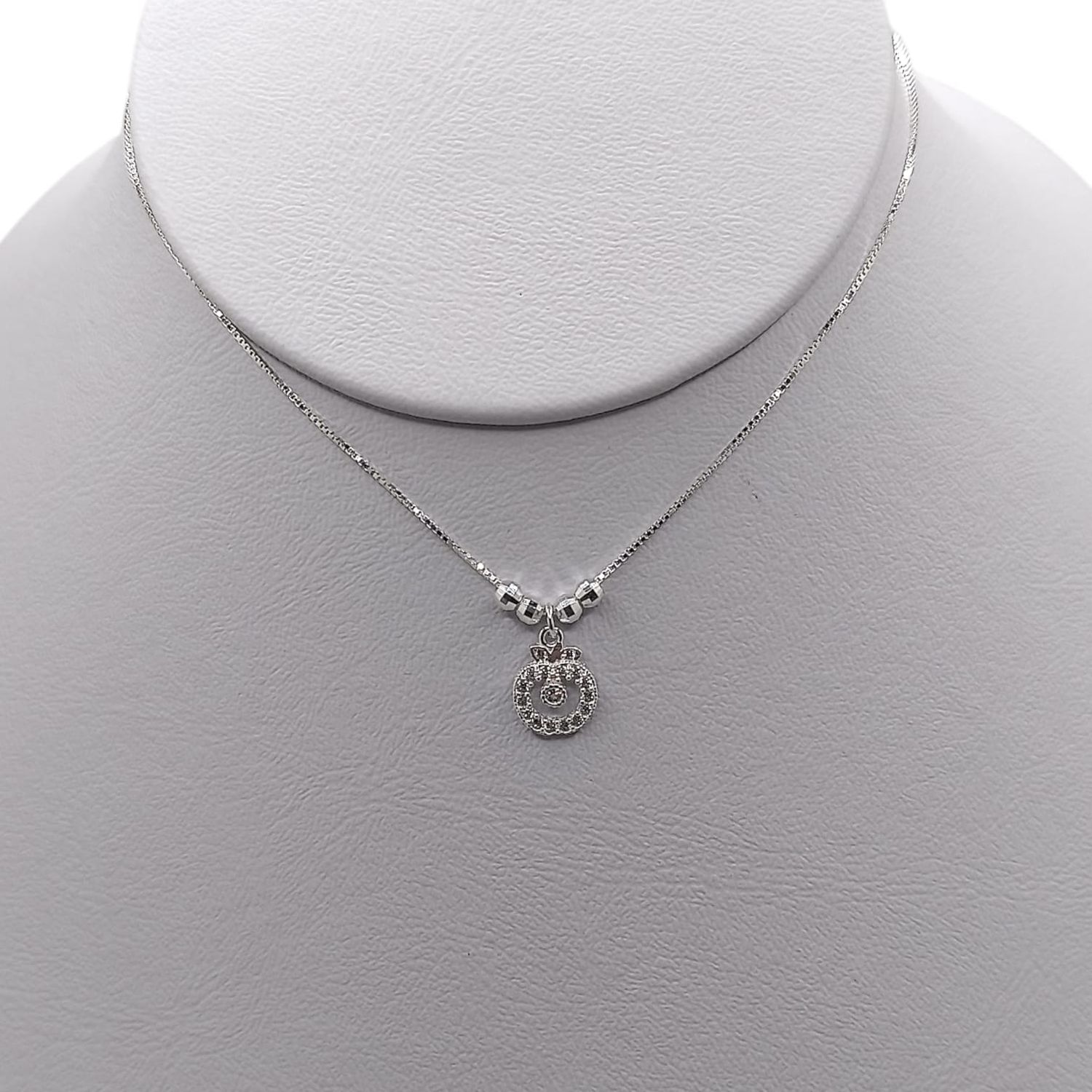 GARGANTILLA  MANZANITA CON MICROPAVE 18&quot; PLATA .925