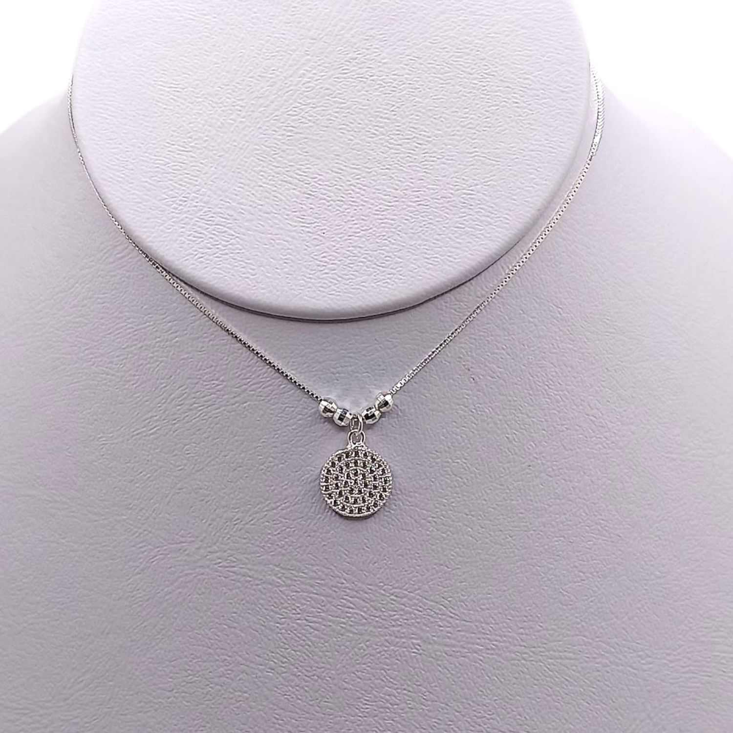GARGANTILLA  CIRCULO CHICO CON MICROPAVE 18&quot;  PLATA .925
