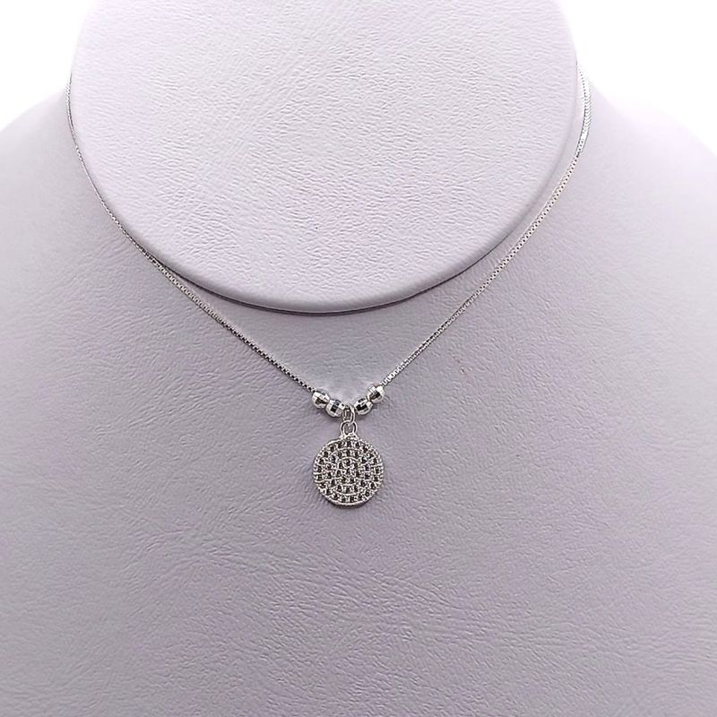 GARGANTILLA  CIRCULO CHICO CON MICROPAVE 18&quot;  PLATA .925