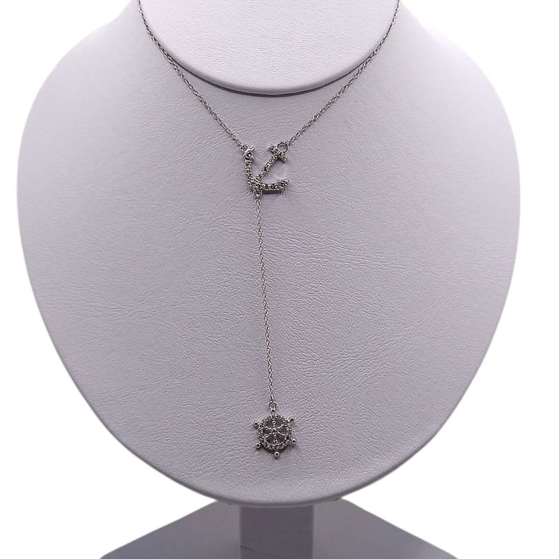 COLLAR CORBATERO RODIZADO MARINERO  CON MICROPAVE,   16-18&quot; PLATA .925