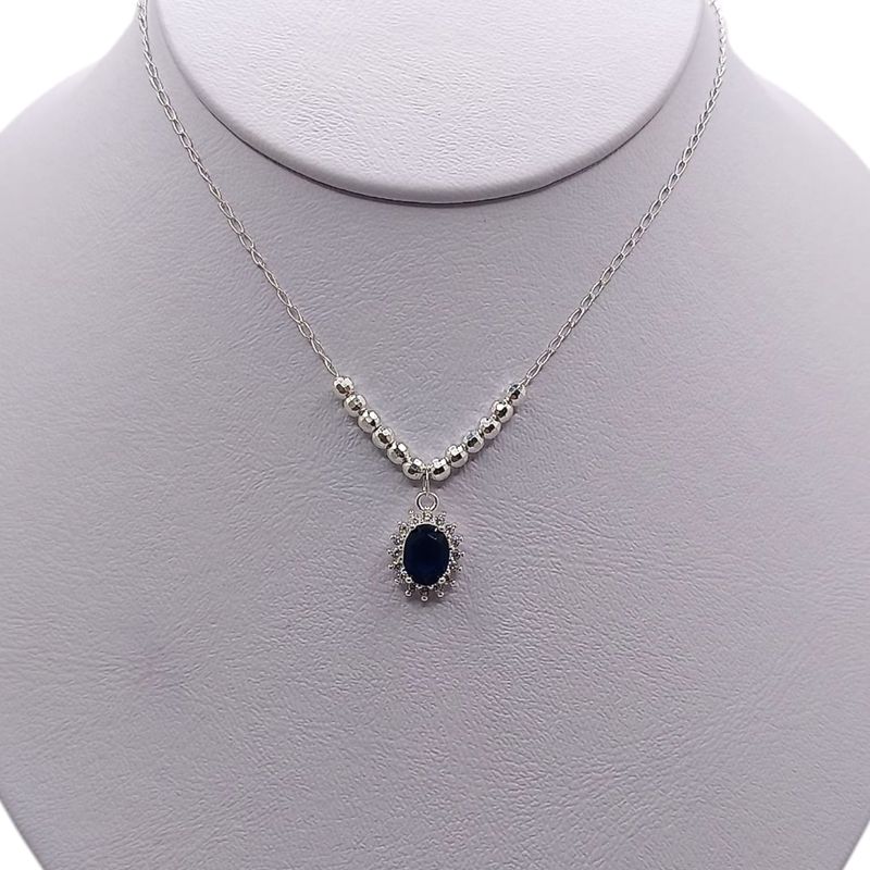GARGANTILLA 18&quot; CON CZ AZUL, AJUSTABLE PLATA .925