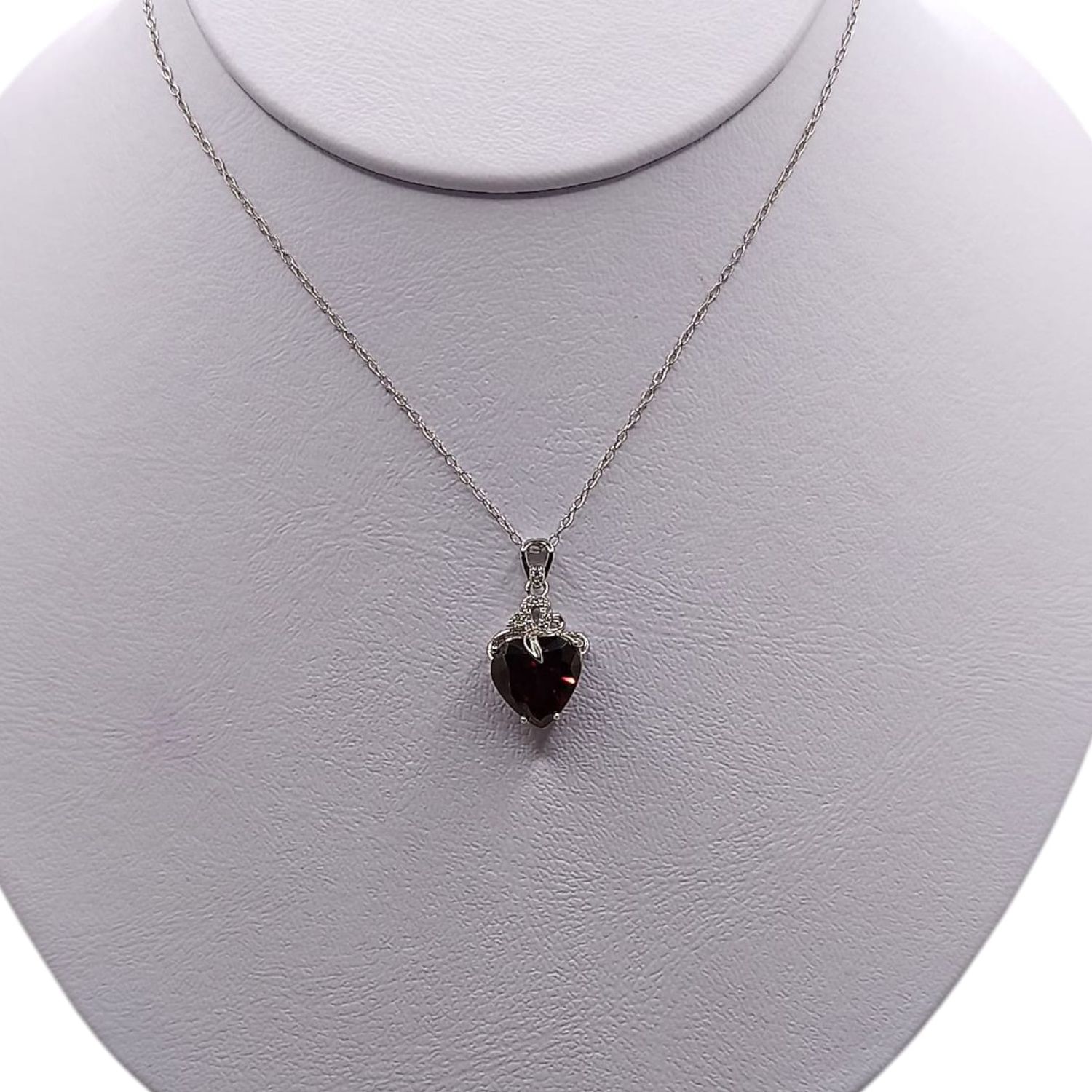 GARGANTILLA 17&quot; CORAZON CZ ROJA GRANATE  AJUSTABLE  PLATA .925