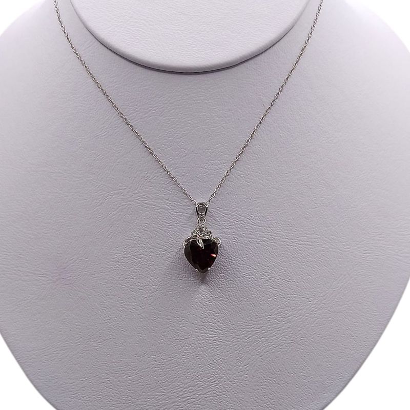 GARGANTILLA 17&quot; CORAZON CZ ROJA GRANATE  AJUSTABLE  PLATA .925