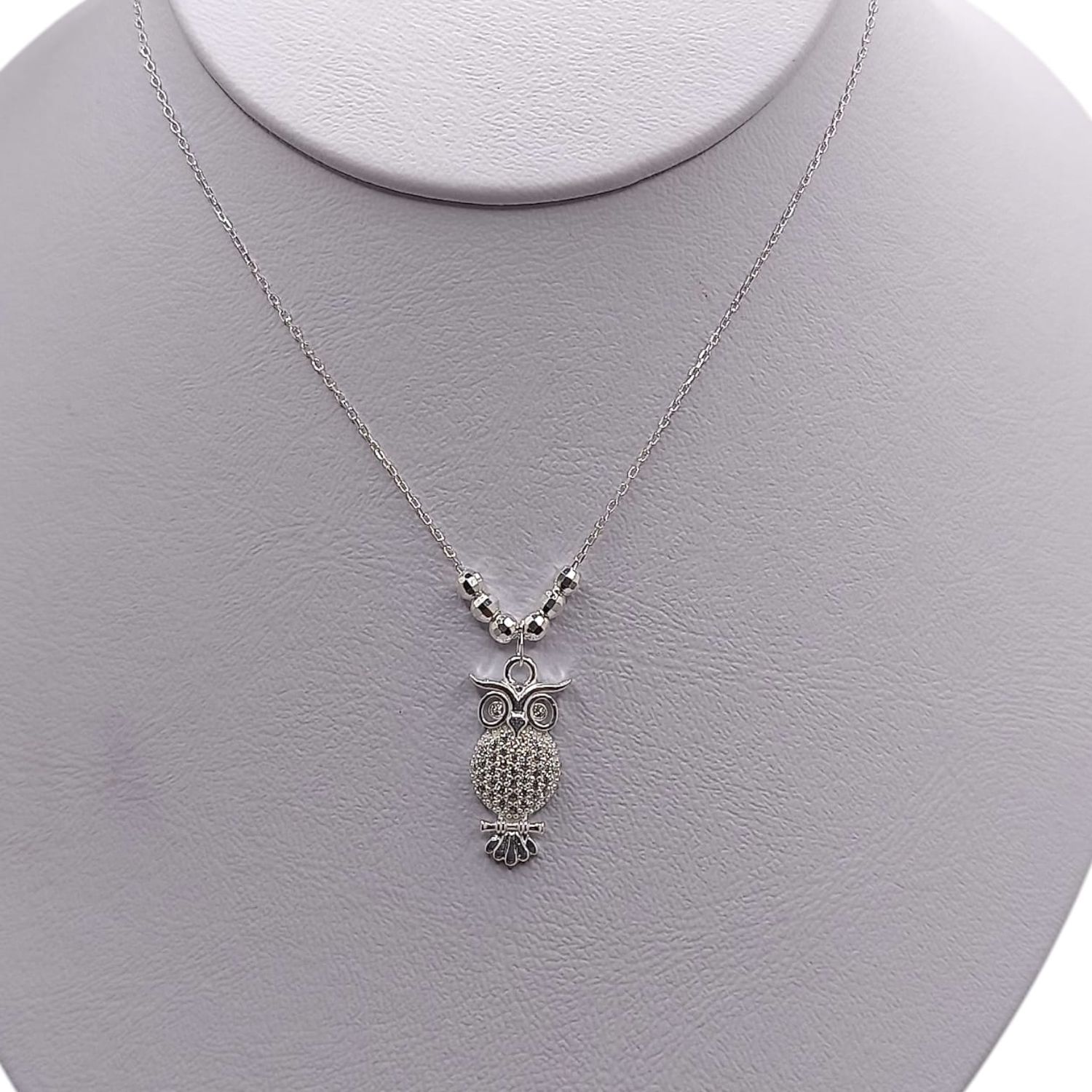 GARGANTILLA 18&quot; AJUSTABLE TECOLOTE CON CZ PLATA .925