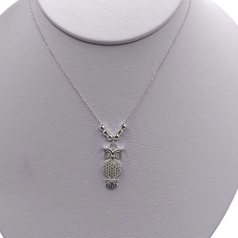 GARGANTILLA 18&quot; AJUSTABLE TECOLOTE CON CZ PLATA .925
