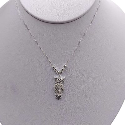 GARGANTILLA 18&quot; AJUSTABLE TECOLOTE CON CZ PLATA .925