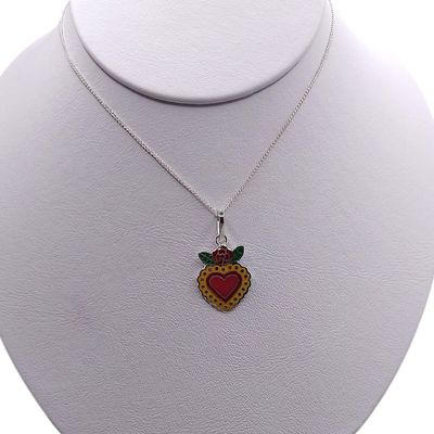 GARGANTILLA 18&quot;  CORAZON ESMALTADO PLATA .925