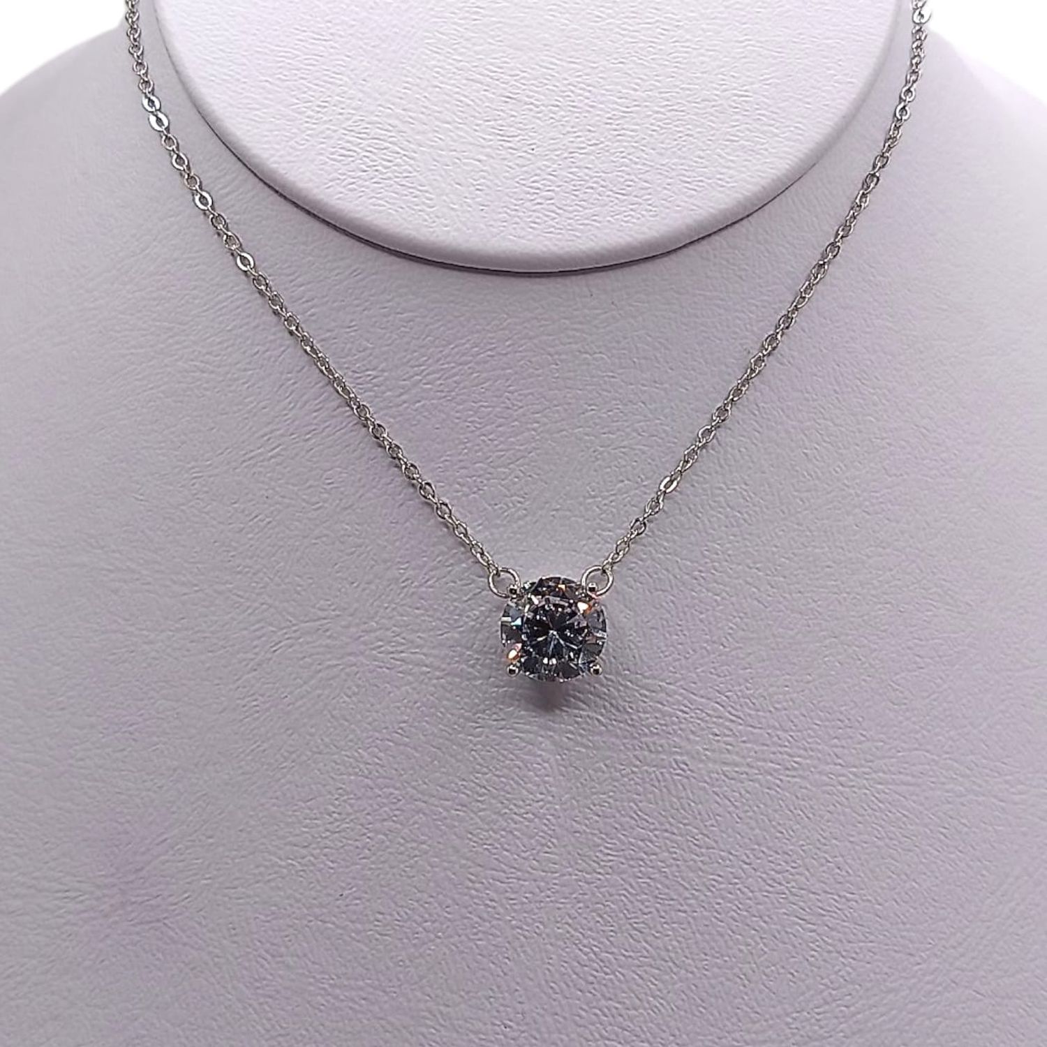 GARGANTILLA 18&quot; DIJE CZ BLANCA, PLATA .925