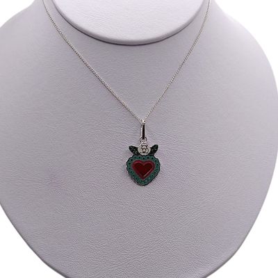 GARGANTILLA 18" CORAZON ESMALTADO PLATA .925