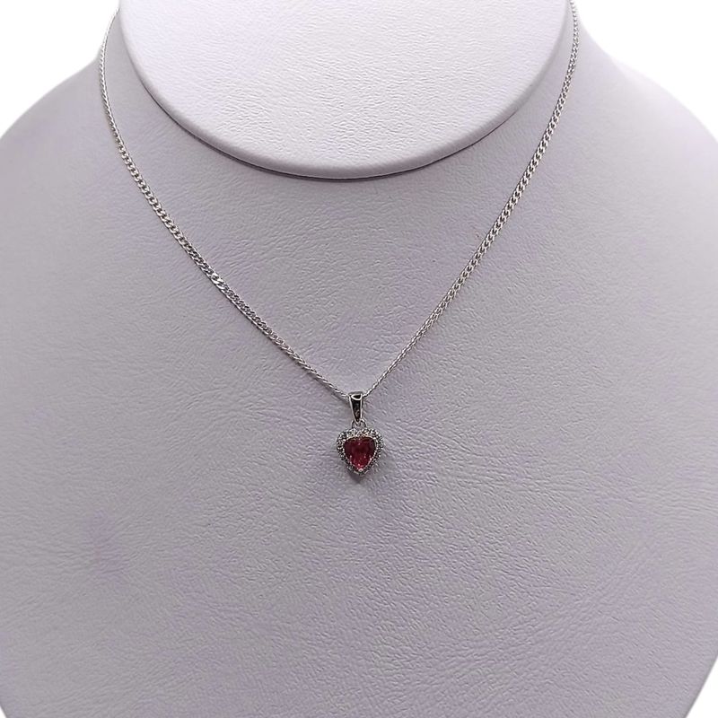 GARGANTILLA 16&quot; CORAZON CZ ROJA PLATA .925