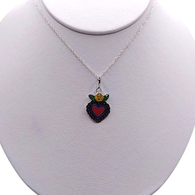 GARGANTILLA 17" CORAZON ESMALTADO PLATA .925