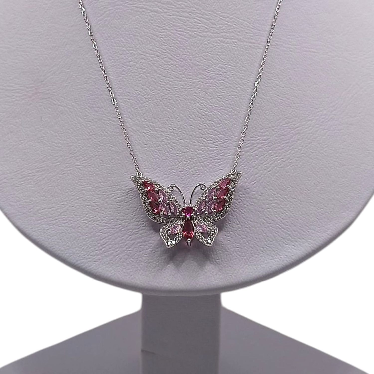 GARGANTILLA 16&quot; MARIPOSA PLATA .925