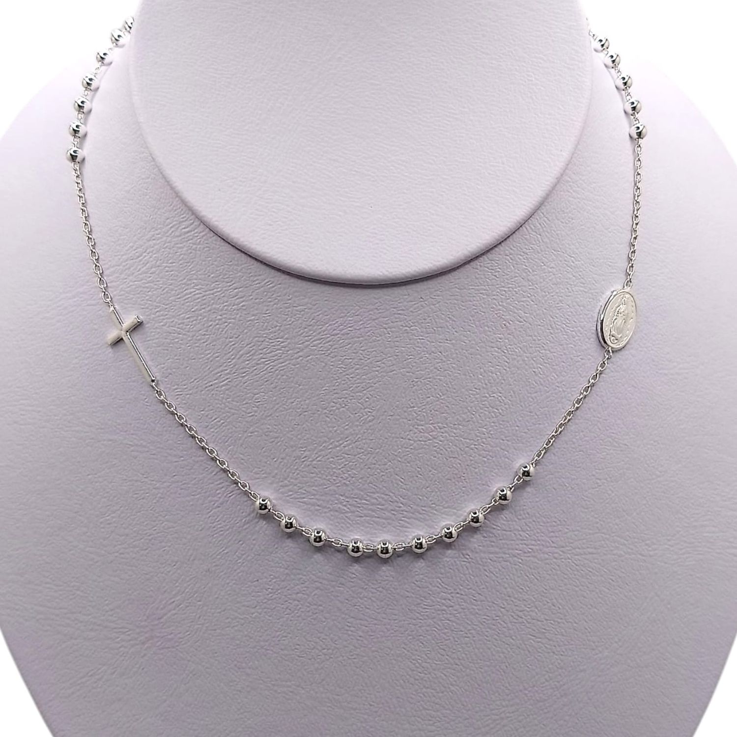 GARGANTILLA 17&quot; MISTERIOS  AJUSTABLE V  DE GPE Y CRUZ, PLATA .925
