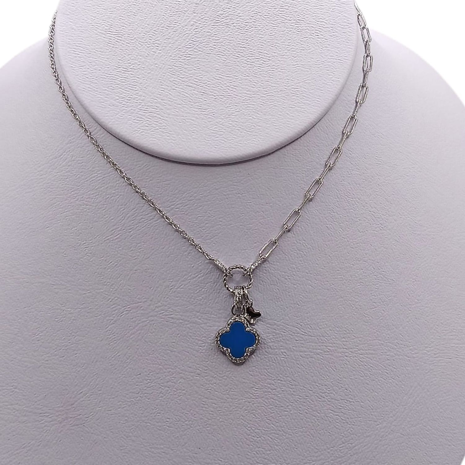 GARGANTILLA 16&quot; HASTA 18&quot; TREBOL AZUL, PLATA .925