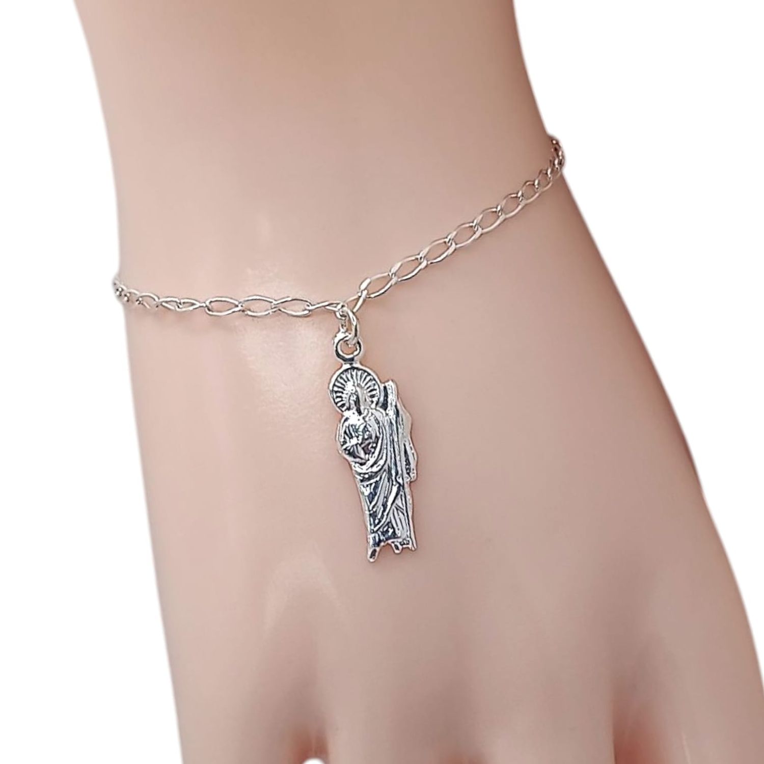 PULSERA  7&quot; 2MM, SAN JUDAS T, PLATA .925