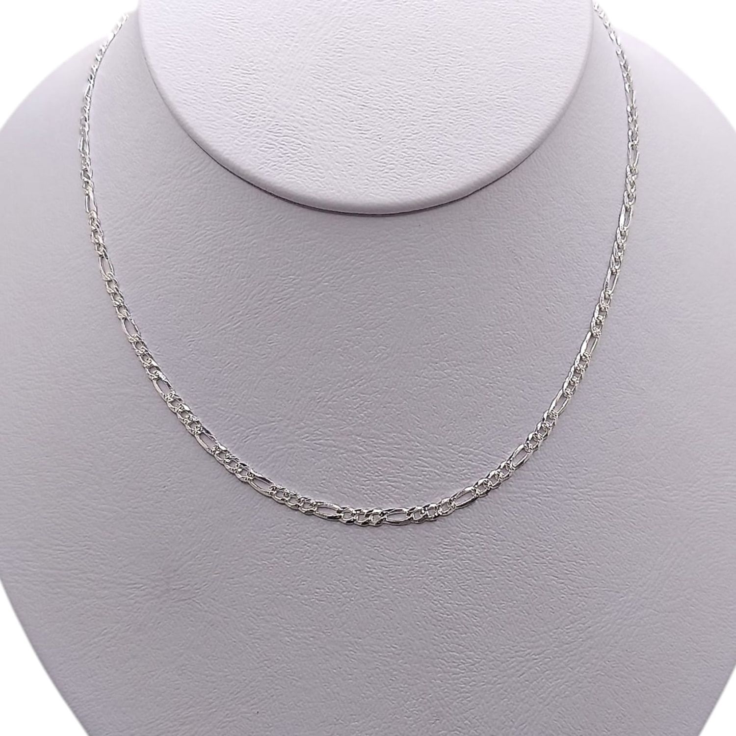 Cadena Fígaro diamantada, largo 18&quot;, ancho 3mm. PLATA .925