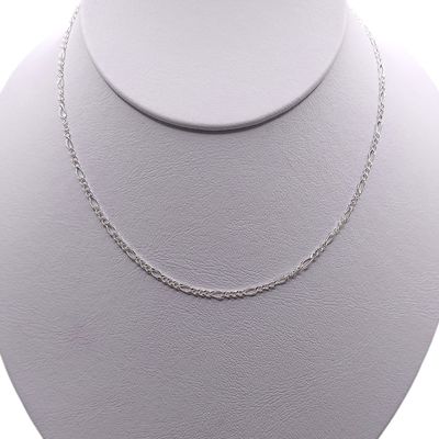 Cadena diamantada Fígaro largo 16", ancho 2mm. PLATA .925