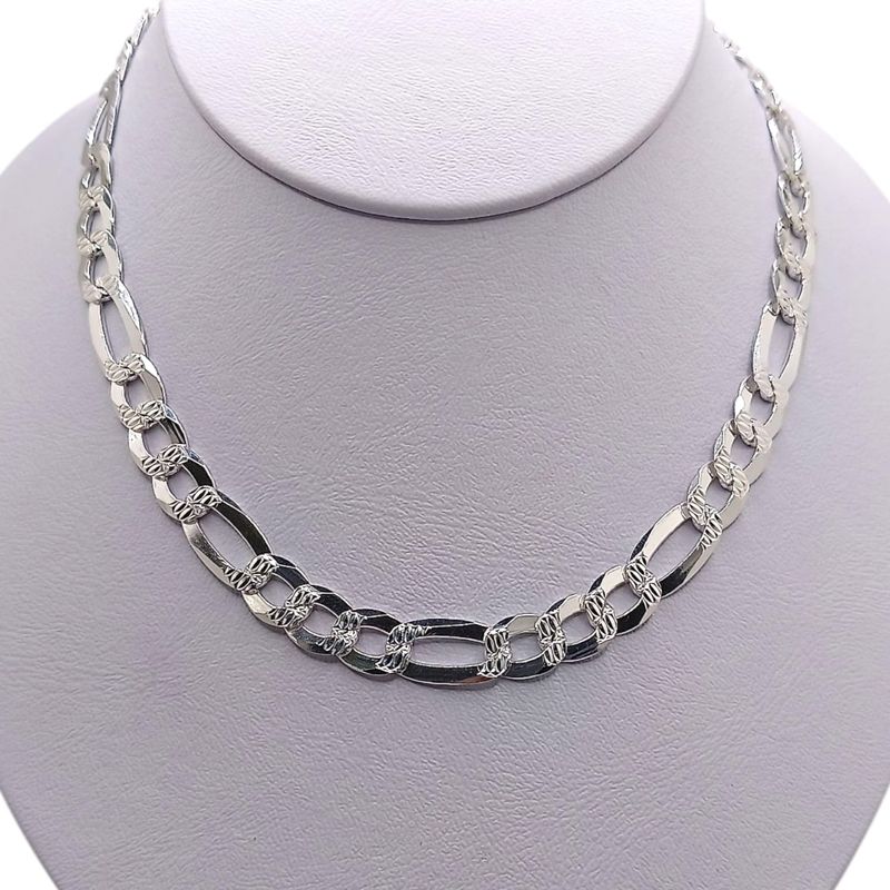 Cadena Fígaro diamantada ancho 9mm, Largo 20" PLATA .925