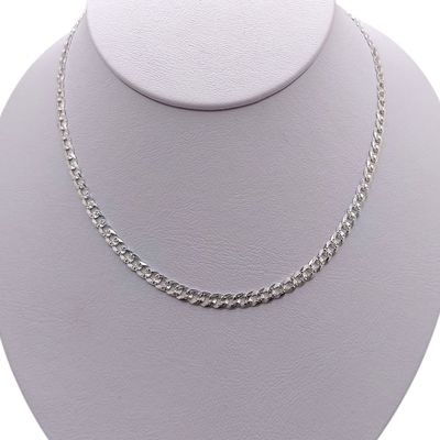 Cadena diamantada cubana largo 24", ancho 4mm. PLATA .925