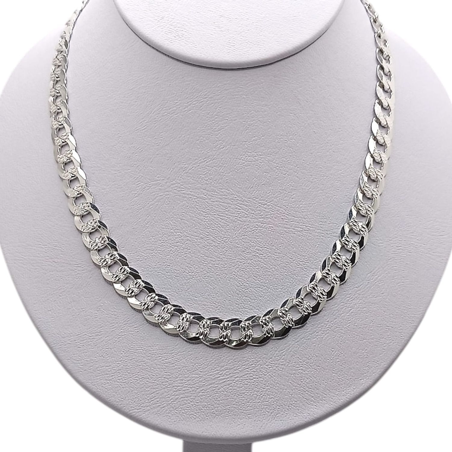 CADENA CUBANA DIAMANTADA ANCHO 9mm LARGO 28&quot; PLATA .925