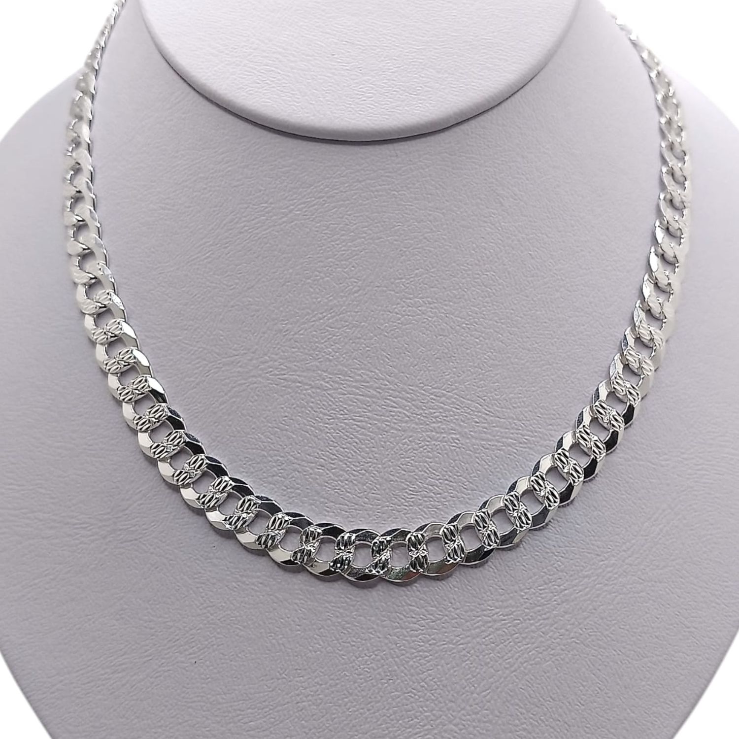 CADENA CUBANA DIAMANTADA ANCHO 8mm LARGO 24&quot; PLATA .925