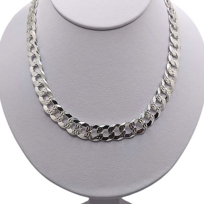 CADENA CUBA DIAMANTADA ancho 11mm largo 28&quot; PLATA .925