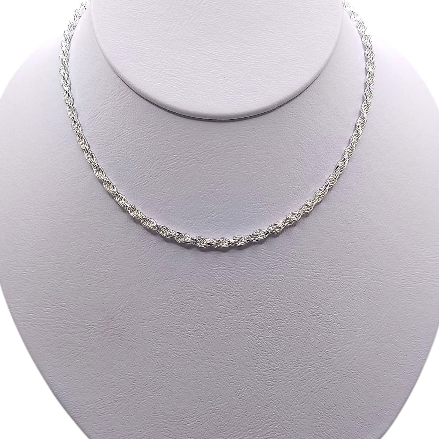 Cadena Torzal 3mm de ancho, 18&quot; de Largo. PLATA .925