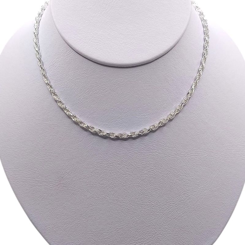 Cadena Torzal 3mm de ancho, 18" de Largo. PLATA .925