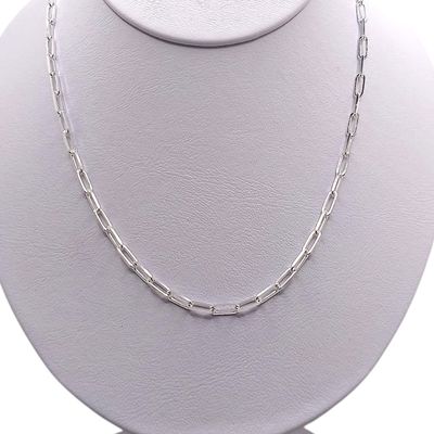 Cadena paper clip largo 16&quot; ancho 3mm PLATA .925