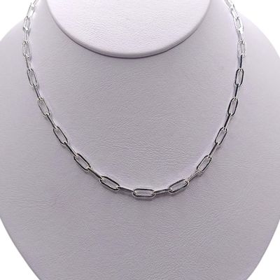 CADENA PAPER CLIP LARGO 20&quot; ANCHO 4mmPLATA .925