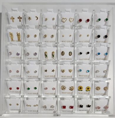 10% descuento, 36 Pares Broquel Oro 14K, Incluye la charola acrílica. (CODIGO 10OFF )