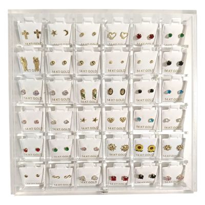 10% descuento, 36 Pares Broquel Oro 14K, Incluye la charola acrílica. (CODIGO 10OFF )