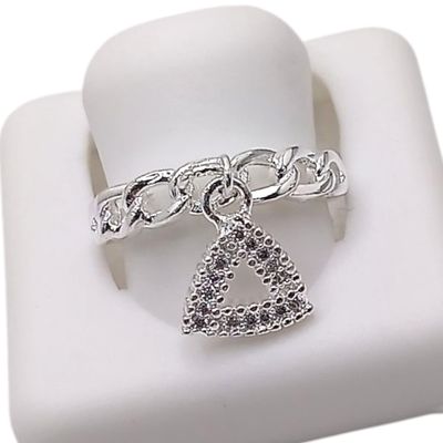 ANILLO AJUSTABLE TRIANGULO DE LA SUERTE PLATA .925
